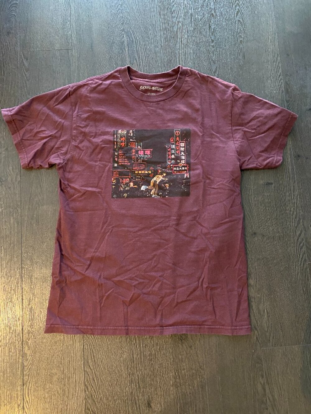 F*CKING AWESOME FU CKING AWESOME TSHIRT SIZE MEDIUM HONG KONG NEON SIGN
